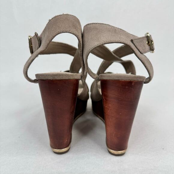 Steve Madden Showntel Platform Wedge Sandal Strappy Suede Neutral Tan Size 9M - Picture 6 of 10